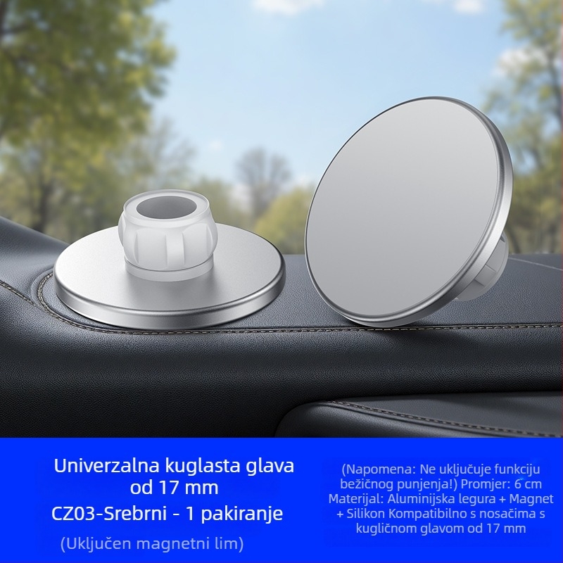 Mingka C8W magnetska glava za telefon s MagSafe, kružni magnet N52, snažan magnet, kuglična glava 17 mm, automobilni nosač – dodatak