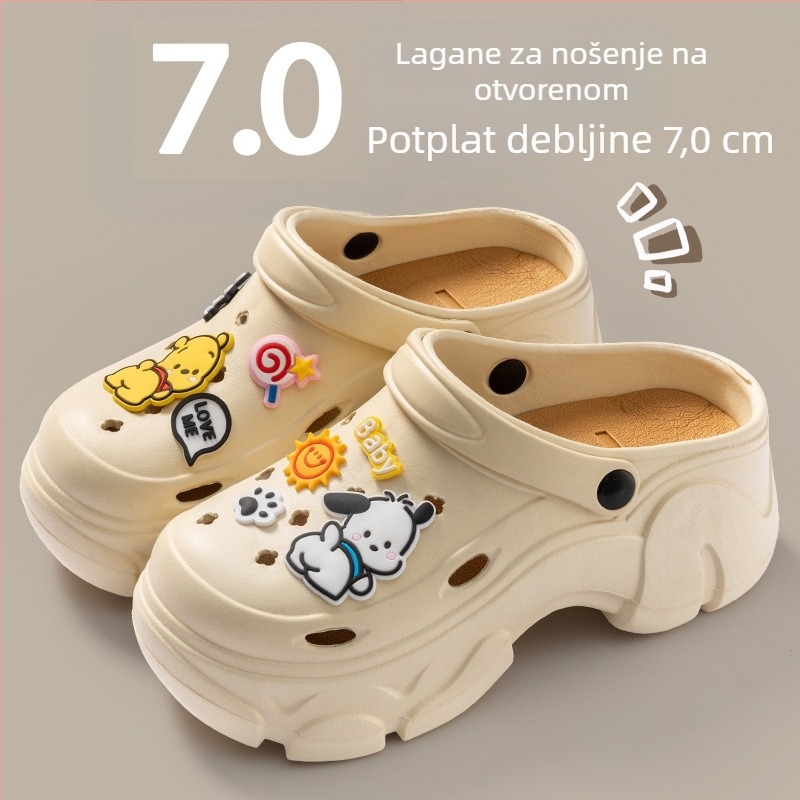 Ženske EVA cipele s rupicama – ljeto 2024, antisklizne plažne sandale s debelim potplatom za povećanje visine