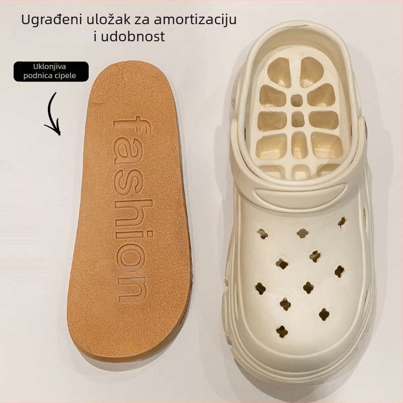 Ženske EVA cipele s rupicama – ljeto 2024, antisklizne plažne sandale s debelim potplatom za povećanje visine