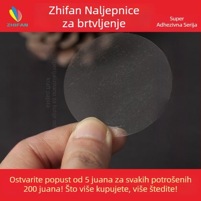 Prozirna kružna brtvena naljepnica za kutije, BOPP, snažno ljepilo, tiskanje logotipa