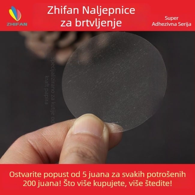 Prozirna kružna brtvena naljepnica za kutije, BOPP, snažno ljepilo, tiskanje logotipa