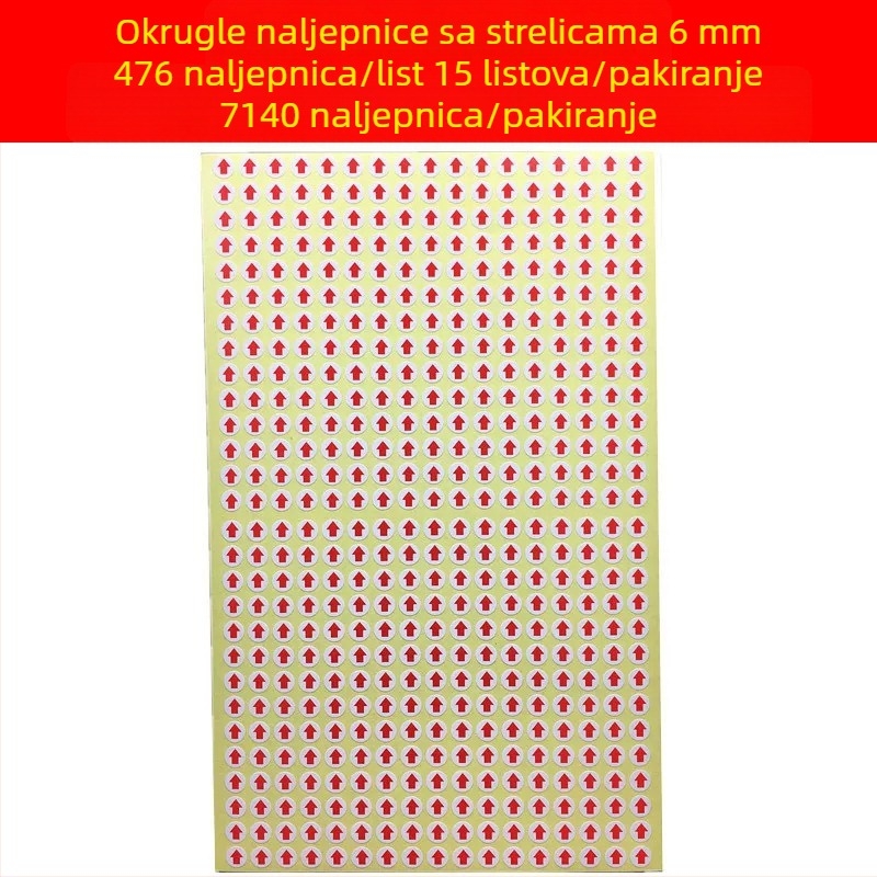Okrugla crvena strelica — samoljepljiva etiketa za označavanje defektnih proizvoda i ponovnu obradu