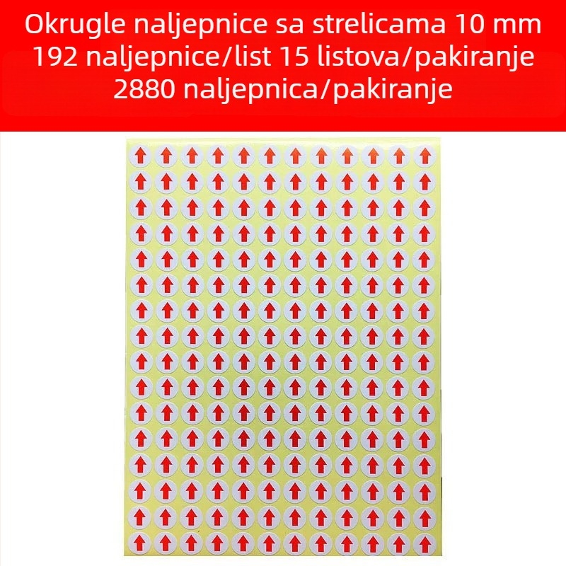 Okrugla crvena strelica — samoljepljiva etiketa za označavanje defektnih proizvoda i ponovnu obradu
