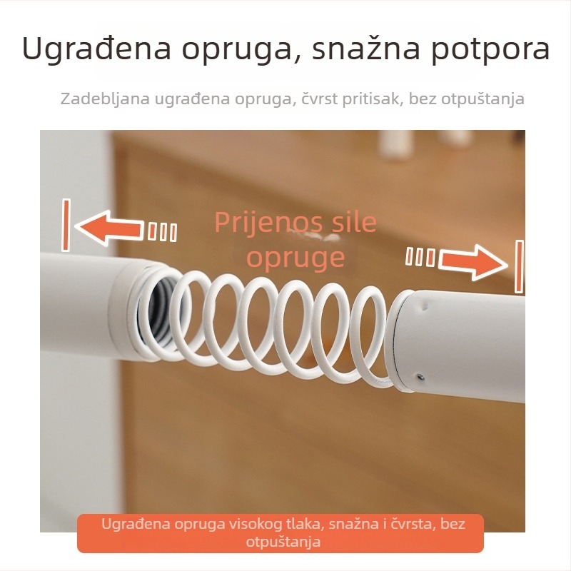 Zavjesna šipka bez bušenja, debelo lakiran nosač, teleskopski rimski štap za kutni prozor, jedna šipka