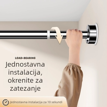 Teleskopska šipka za sušenje odjeće bez bušenja, za balkon, zidna montaža; držač zavjesa, garderoba i kupaonica