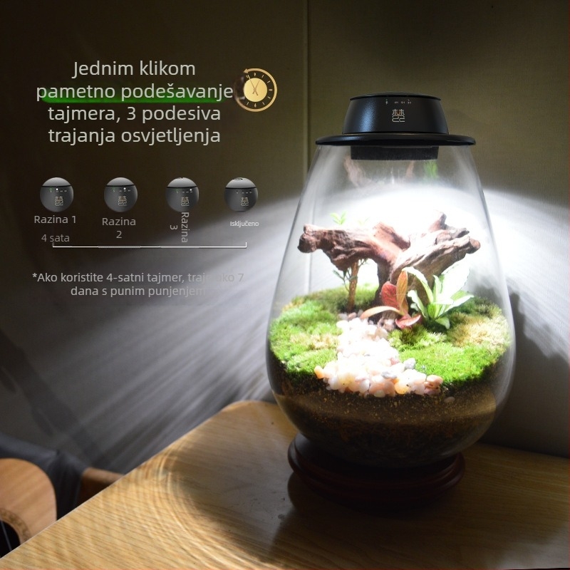 Ponovno napajljiva LED svjetlost za rast biljaka, za mikro pejzaž u bočici s mahovinom, s punim spektrom