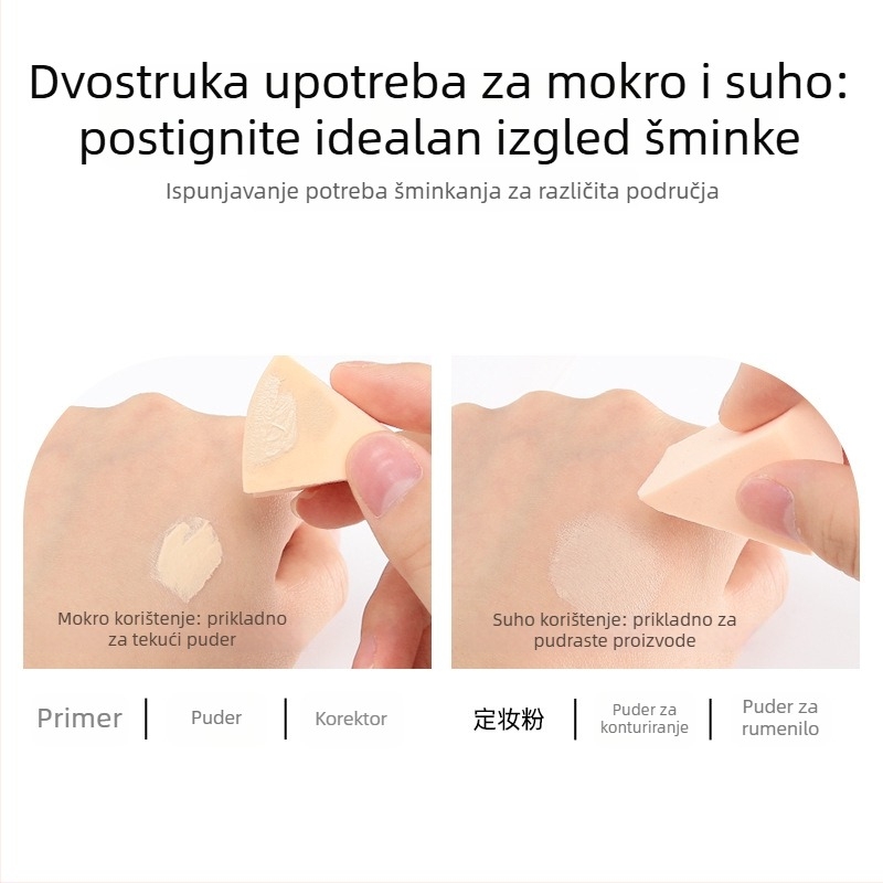 Trokutni jednokratni spužvasti blok za nanošenje šminke, suho i mokro, gelni temeljac