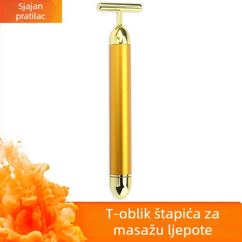 T-tip zlatni 24K električni masažni štapić za V-lice, lifting lica