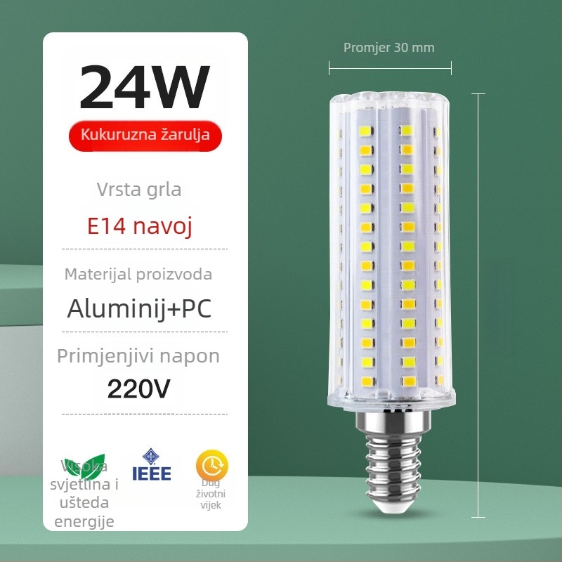 LED kukuruzna lampa s zaštitom očiju, bez treperenja, štedljiva, s E27 navojem, za kućnu upotrebu, 2000 lm, 360° snop, 3000-4000-6500K