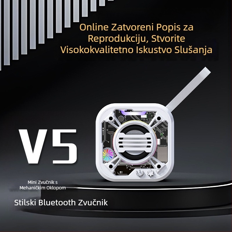 2025 novi prijenosni bežični Bluetooth zvučnik s prozirnim šarenim svjetlom u Mecha dizajnu, podržava TWS i TF karticu