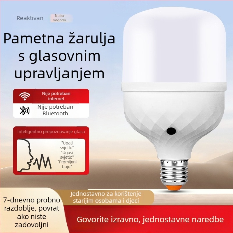 LED žarulja s E27 navojem, offline glasovno upravljanje i daljinsko upravljanje