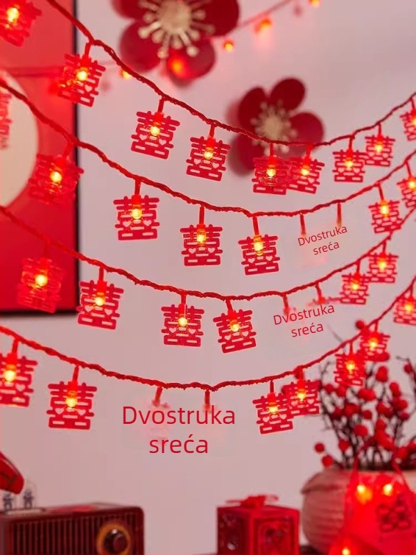 LED niz lampica s motivom Dvostruke sreće za vjenčanje i kućnu/vanjsku dekoraciju