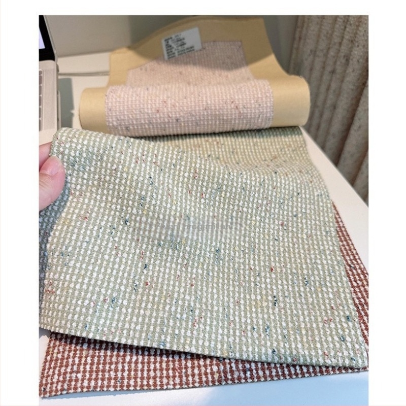 Chenille zavjese tkanina za dječju sobu, dvostrani džakard, krem boja, pruge i zvjezdice, moderni minimalistički stil