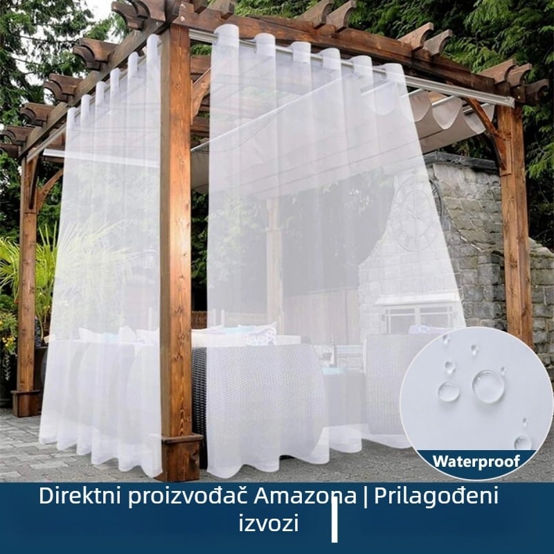Vanjska vodootporna mreža za prozor od poliestera, poluzatamnjenje 40-70%, moderna balkonska zavjesa
