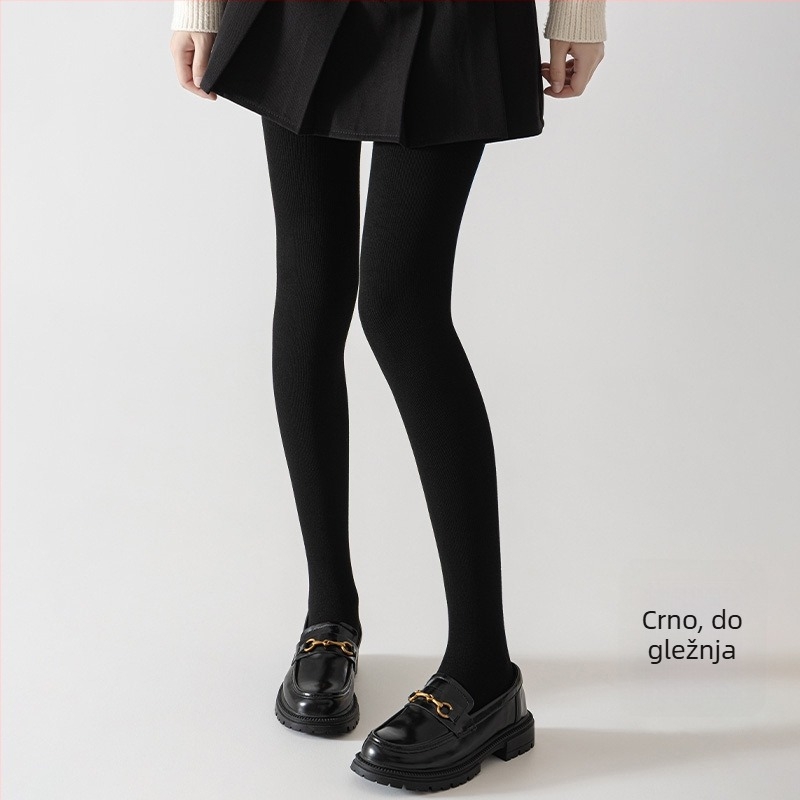 Pamukaste rebraste leggings za jesen/zimu, debele crne, plus veličina, oblikuju siluetu