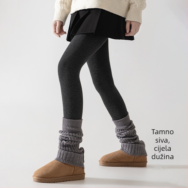 Pamukaste rebraste leggings za jesen/zimu, debele crne, plus veličina, oblikuju siluetu