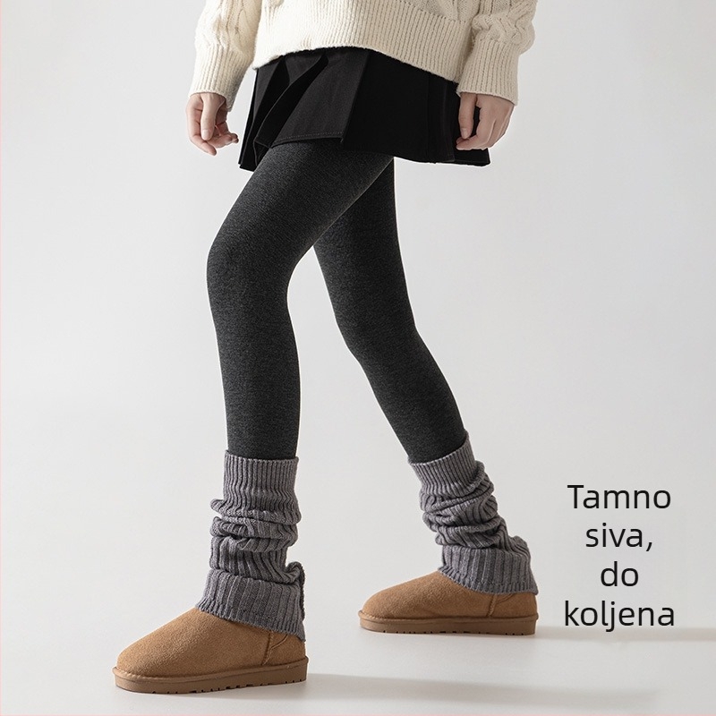 Pamukaste rebraste leggings za jesen/zimu, debele crne, plus veličina, oblikuju siluetu