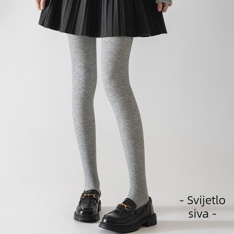 Pamukaste rebraste leggings za jesen/zimu, debele crne, plus veličina, oblikuju siluetu