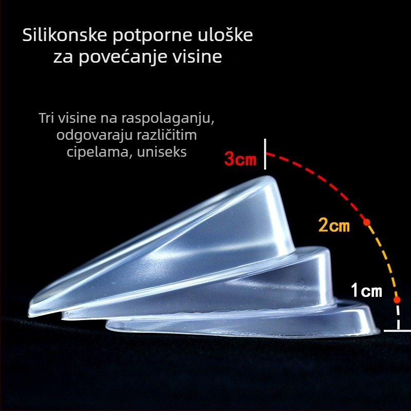 Nevidljiva uložna podloga za povećanje visine, samoljepiva, antibakterijska, neklizajući jastučić za petu, udobna, silikonska podloga za povećanje visine, pola veličine