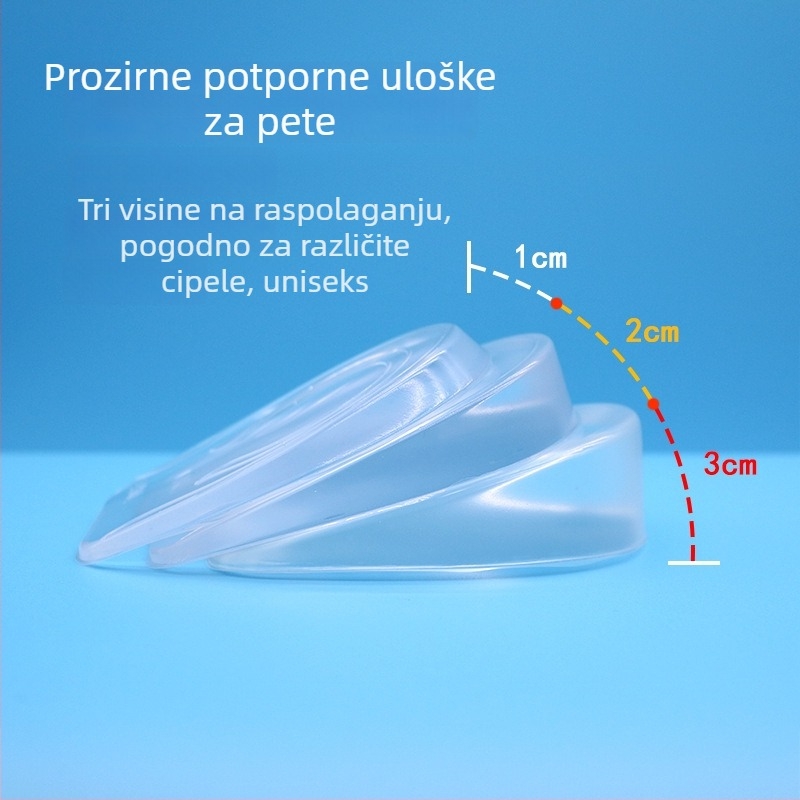 Nevidljiva uložna podloga za povećanje visine, samoljepiva, antibakterijska, neklizajući jastučić za petu, udobna, silikonska podloga za povećanje visine, pola veličine