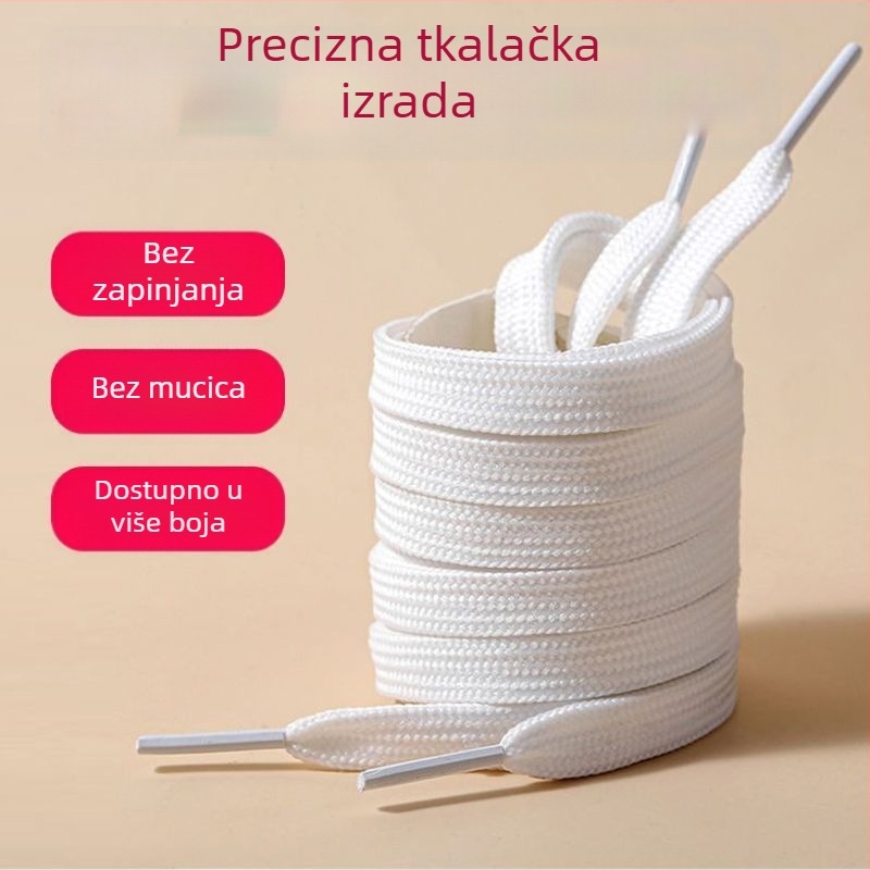 Bijele dvostruko plosne vezice za tenisice, 1,2 m, za platnene tenisice, unisex
