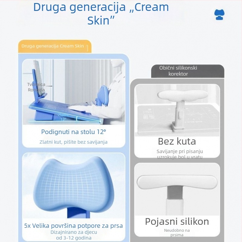 Korektor držanja tijela s nagibnim pločom za pisanje za učenike osnovne škole, stolni pisaći stol