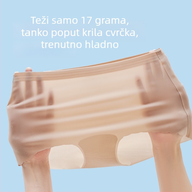 Ženske seamless gaćice od najlona s uloškom od Mulberry svile, ultra tanke, prozračne i osvježavajuće; trokutasti kroj, srednje visoke struka, nevidljive ispod odjeće, idealne za jogu.