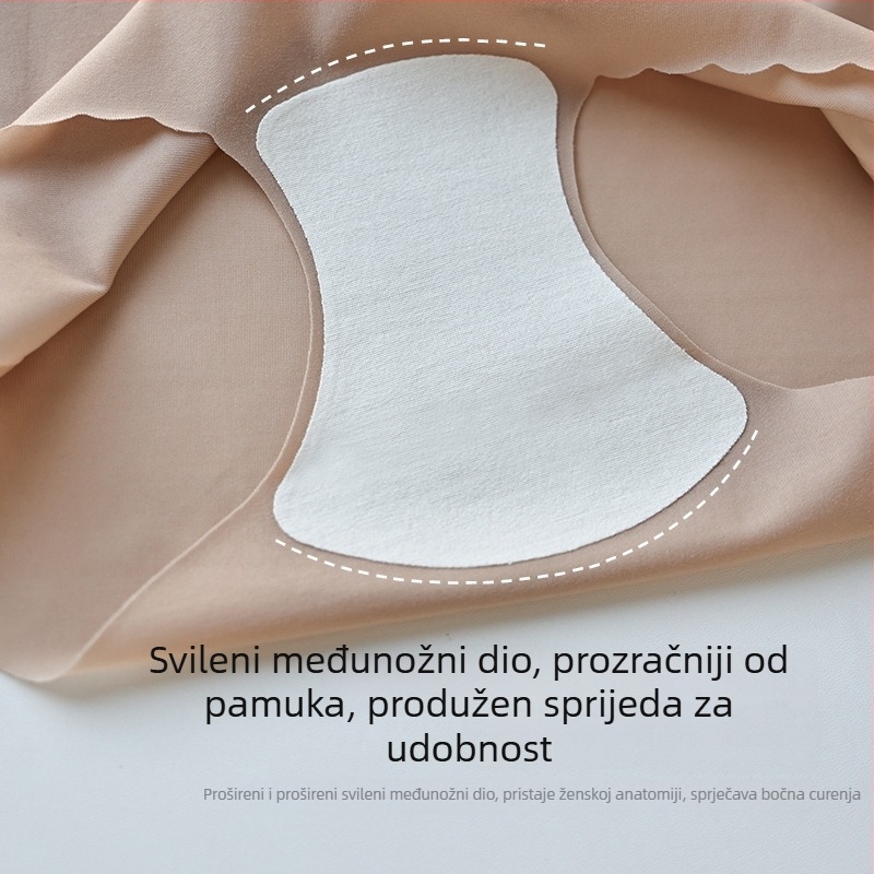 Ženske seamless gaćice od najlona s uloškom od Mulberry svile, ultra tanke, prozračne i osvježavajuće; trokutasti kroj, srednje visoke struka, nevidljive ispod odjeće, idealne za jogu.