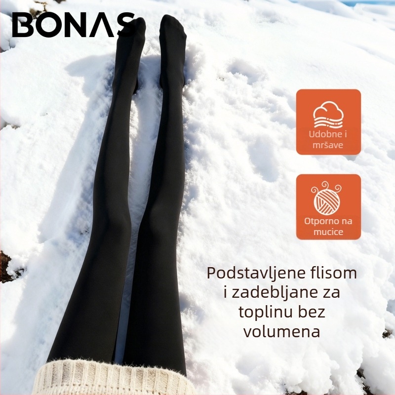 Ženske tajice s flecom za jesen-zimu, visokog struka, debele i tople, produžene, vizualno izdužuju siluetu