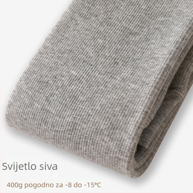 Ženske tajice s fleece podstavom za jesen-zimu, boja ovsená, s vertikalnim prugama i ribanim uzorkom