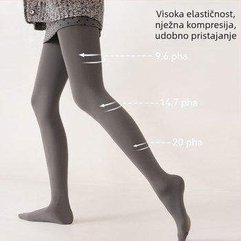 Sive ženske velur kompresijske tajice za jesen-zimu, prirodan nude osjećaj, podizanje stražnjice, kontrola struka, vizualno vitke noge