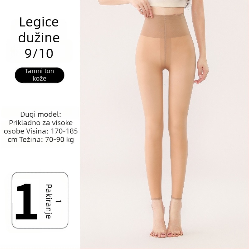 Ženske leggings duljine 9/10, oblikovanje nogu, unutarnja flekso podstava, prirodan nude dojam, za visinu 140–185 cm, jesen-zima