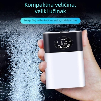 Pumpa za oksigenaciju za ribice s litijskom baterijom, USB/AC-DC napajanje, kompaktna, prenosna i tiha