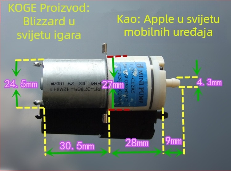 Prijenosna mini pumpa za kisik za akvarij, 370 zračna pumpa za aeraciju, kompaktna pumpa kisika