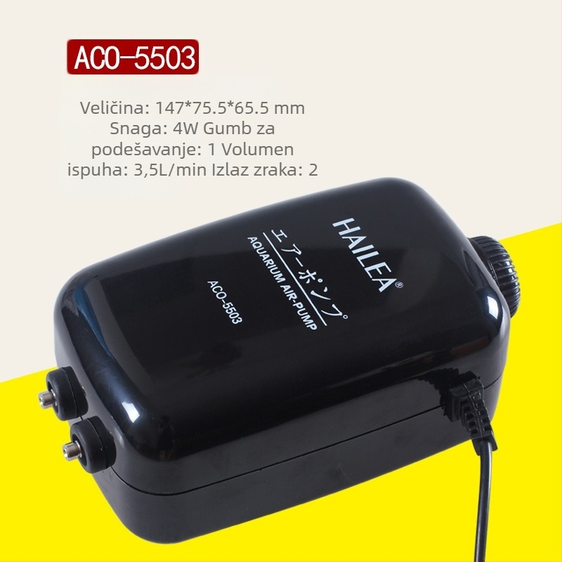 Haili dvostruko glava pumpa za kisik u akvariju ACO5503/6603/9610, prilagodljiv protok zraka, tiho rada