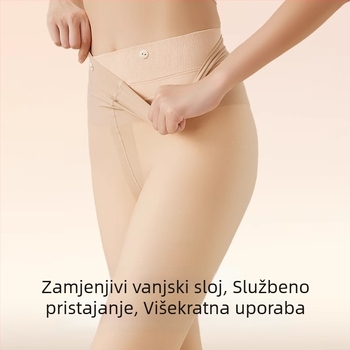Duplo-slojni leggings za jesen/zimu, prirodan izgled kože, osjećaj gole kože, za žene