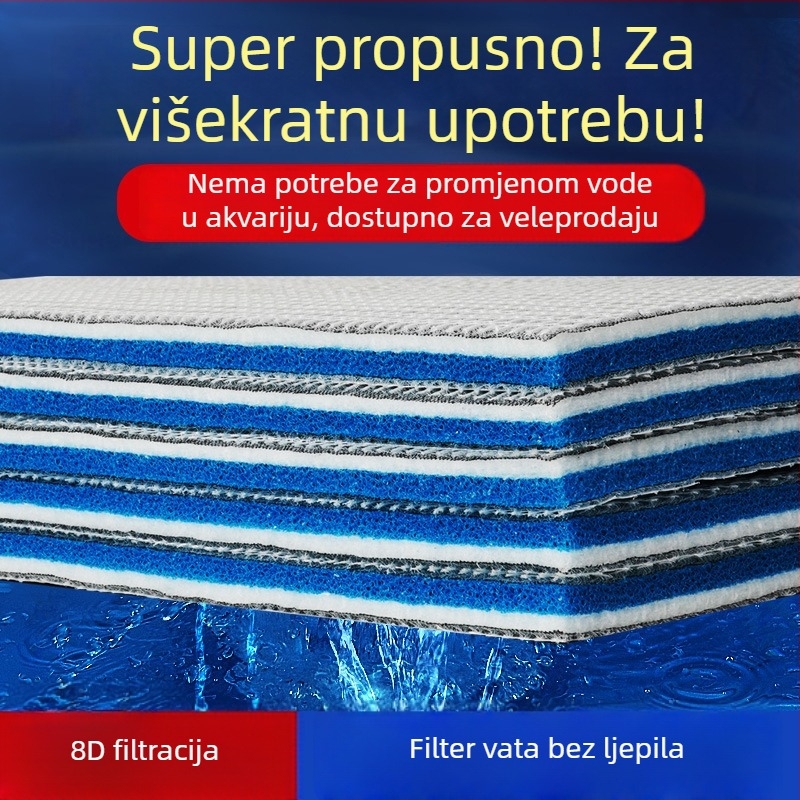 8D filtar pamuk za akvarij bez ljepila – debeli, gusto filtrirajući biofiltracijski medij s kubičnim pčelinjim saćem dizajnom