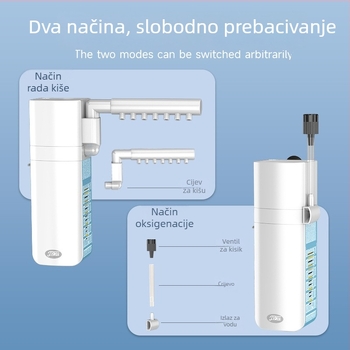 Ugradbeni trofunkcijski filtar i pumpa za zamjenu vode za akvarij, oksigenacija i cirkulacija uz biokemijski filtr