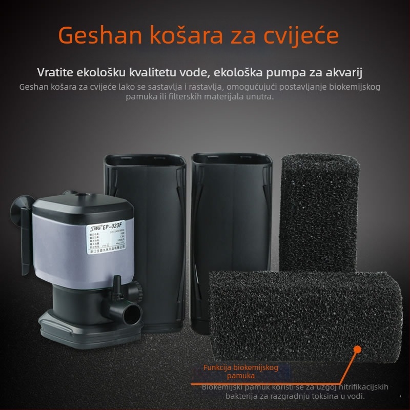 Ugradbeni trofunkcijski filtar i pumpa za zamjenu vode za akvarij, oksigenacija i cirkulacija uz biokemijski filtr