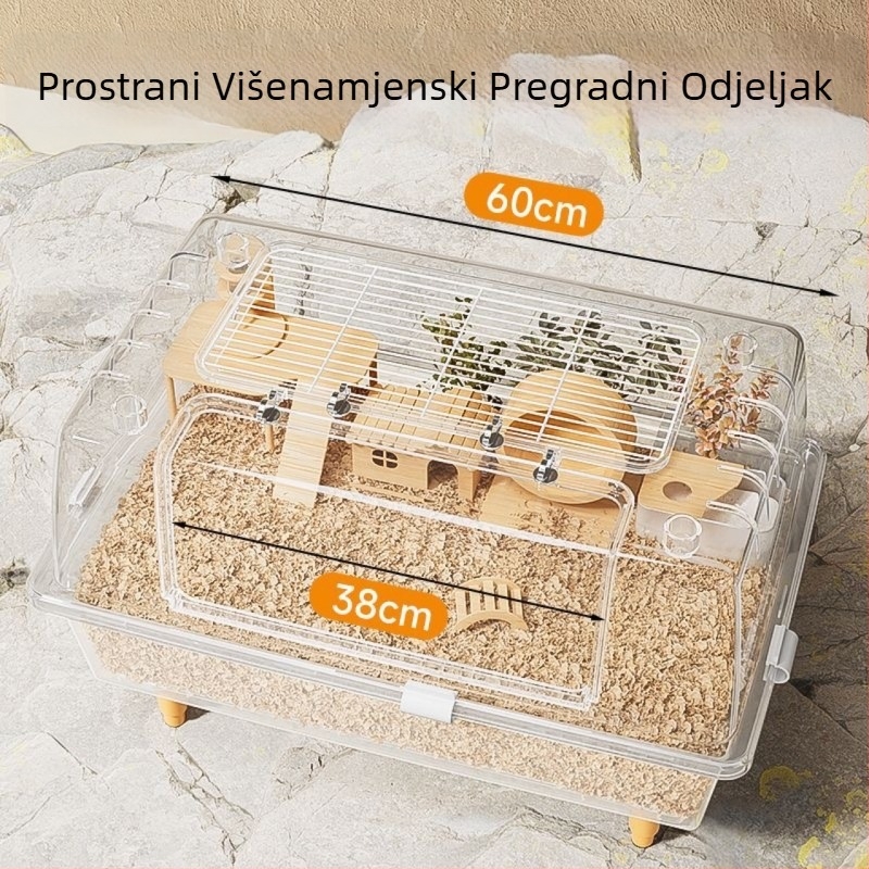 Prozirna velika akrilna vila za zlatog hamstra, 60 cm prostora, zimska uzgojna kutija, kavez za hamstera, luksuz