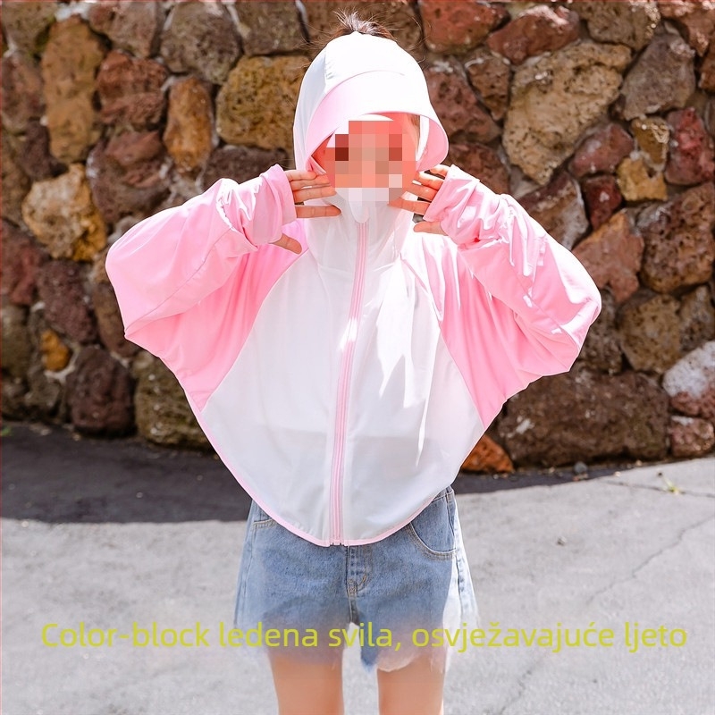Dječja ljetna UV zaštita, prozračna mrežasta tkanina Ice-Silk, lagana jakna