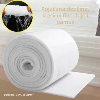 pamučni filtracijski materijal za akvarij visoke gustoće, 6D poliesterska vlakna, bijela