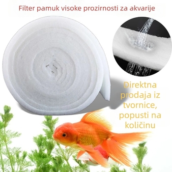 pamučni filtracijski materijal za akvarij visoke gustoće, 6D poliesterska vlakna, bijela