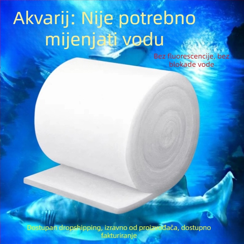 pamučni filtracijski materijal za akvarij visoke gustoće, 6D poliesterska vlakna, bijela