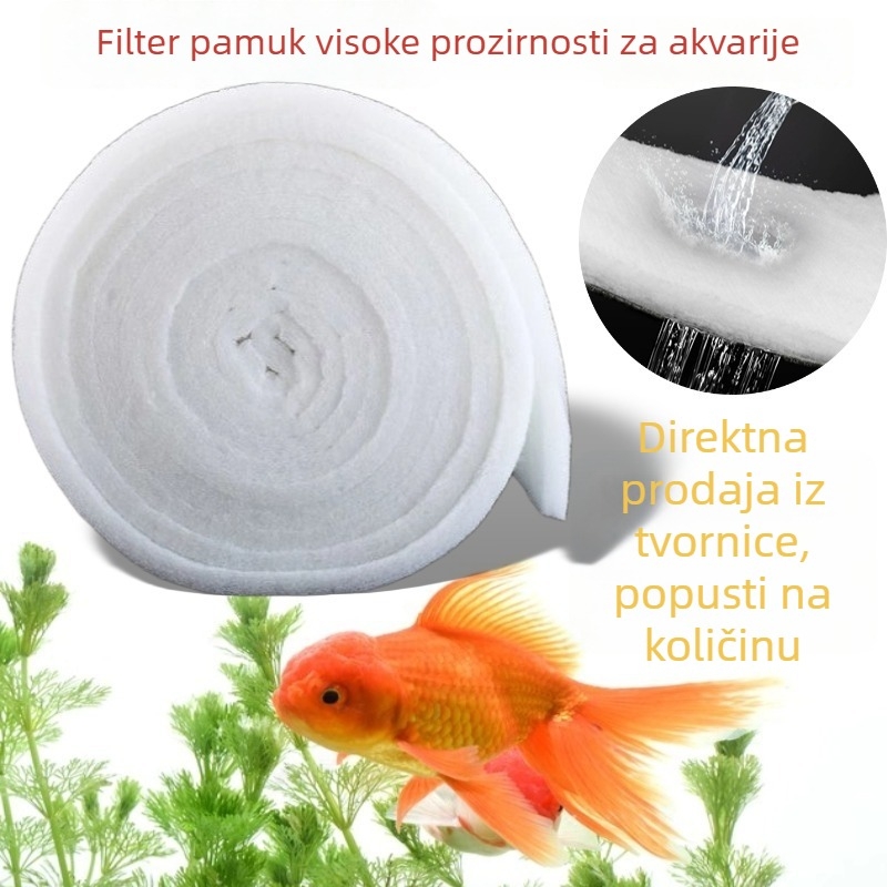 pamučni filtracijski materijal za akvarij visoke gustoće, 6D poliesterska vlakna, bijela