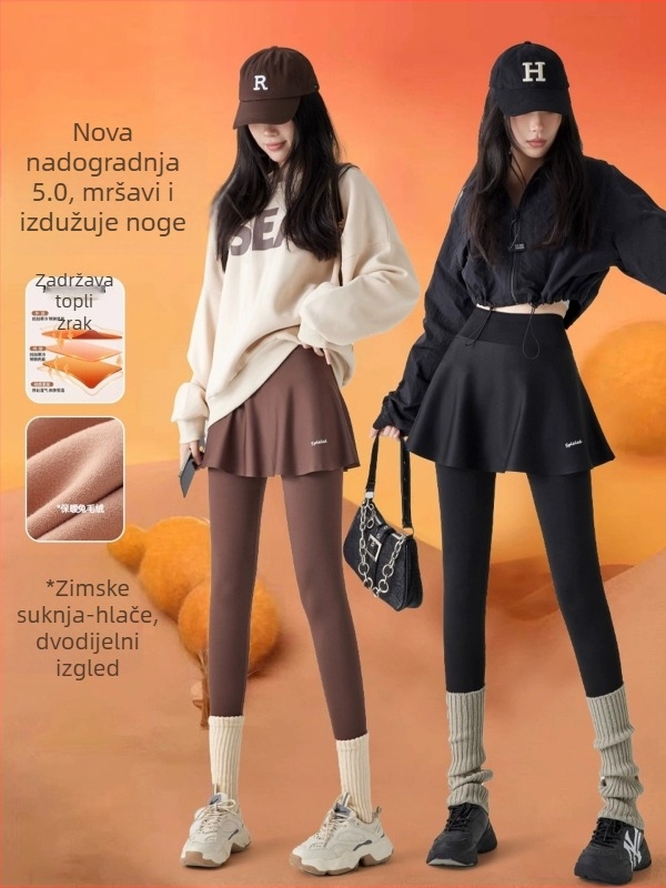 Leggings s dizajnom kože morskog psa i lažnim dvodijelnim izgledom, ženske sportske hlače za proljeće i ljeto, diskretan kroj za trčanje, fitness, badminton i jogu (plus veličina).