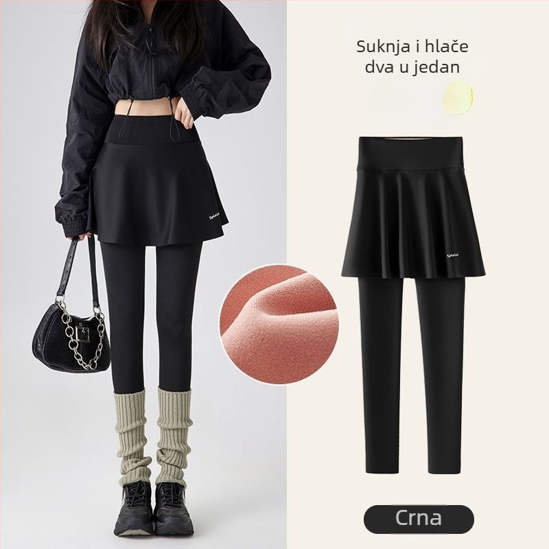 Leggings s dizajnom kože morskog psa i lažnim dvodijelnim izgledom, ženske sportske hlače za proljeće i ljeto, diskretan kroj za trčanje, fitness, badminton i jogu (plus veličina).