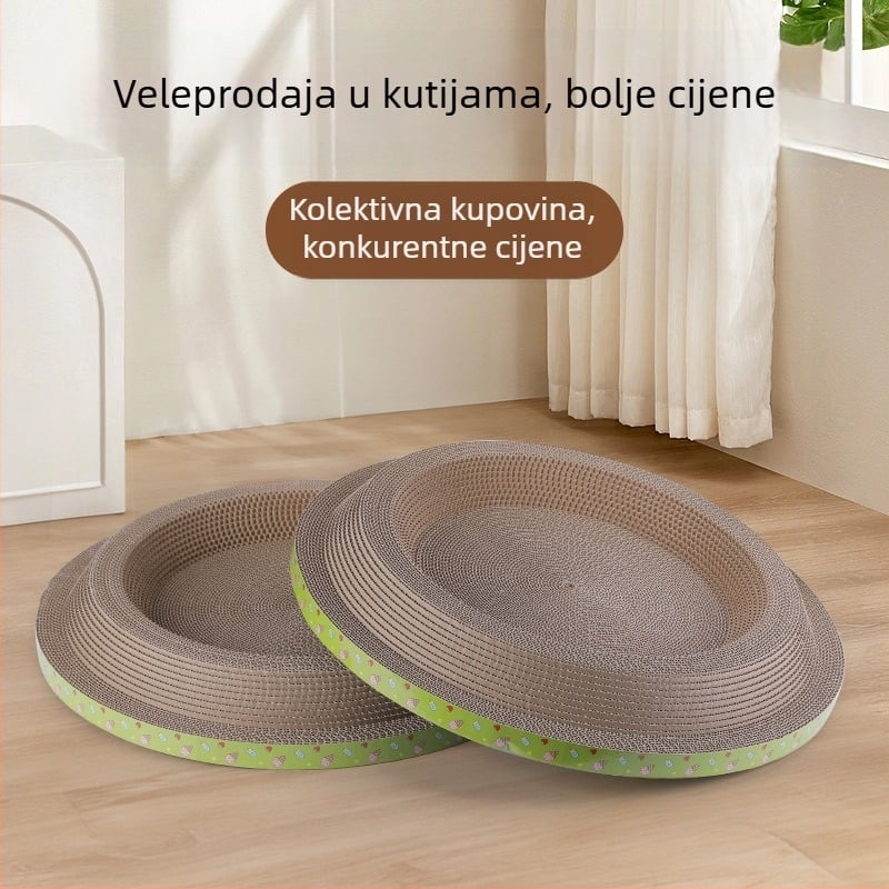 Dvostrana daska za grebanje mačaka sa gnijezdom, debeli valoviti karton, integrirana igračka i podloga za grebanje