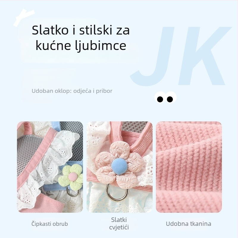 Set povodac i postroj za mačke s floralnim uzorkom, odjeća za mačke i pse, dodaci za šetnju štenaca
