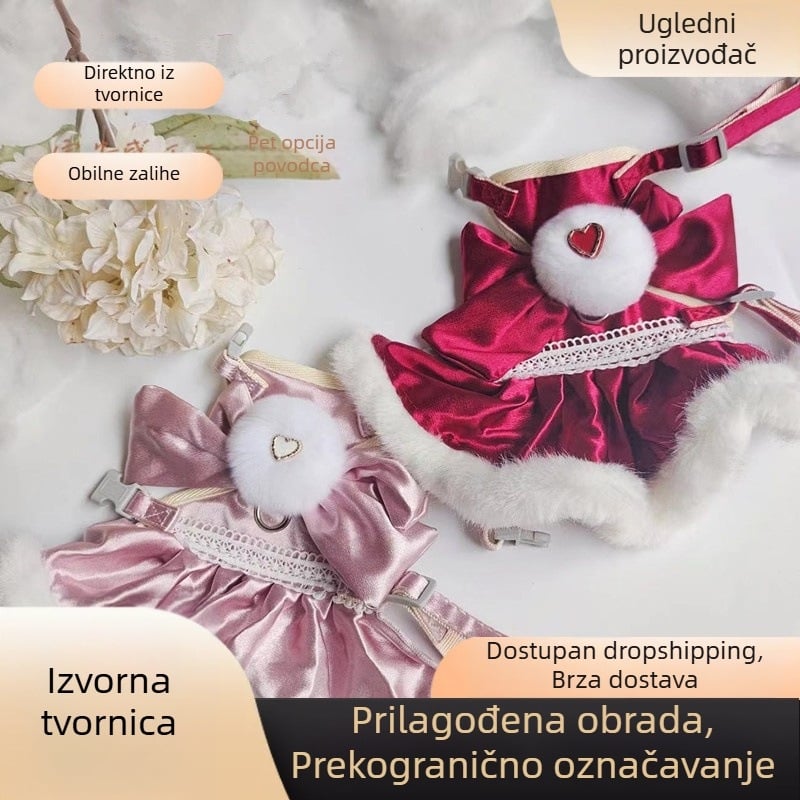 Harness za mačke i pse sa satenskim resicama i dizajnom haljine princeze, sve sezone